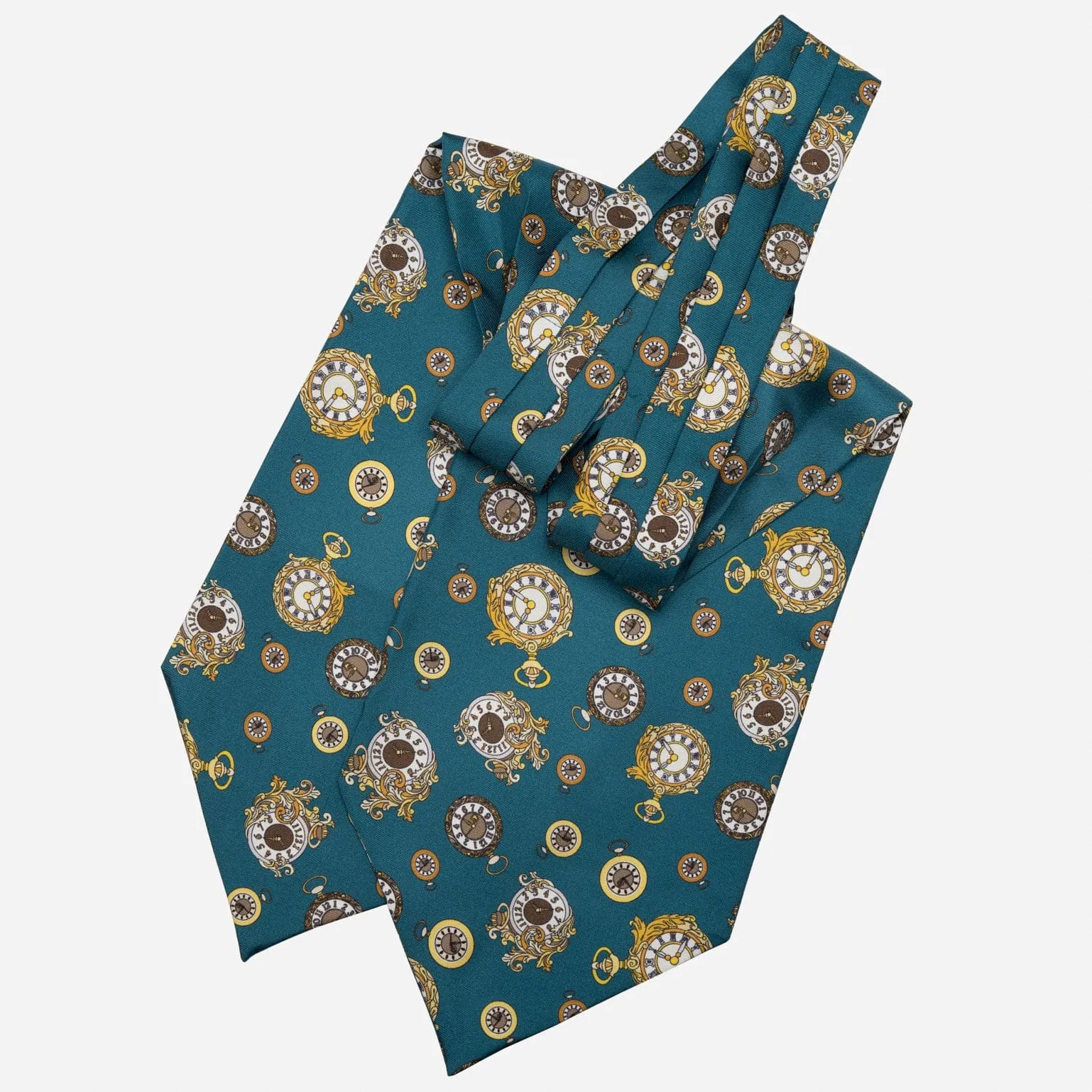Gilded Keeper - Silk Ascot Cravat Tie - Petrol Blue sold by Elizabetta product image thumbnail 3