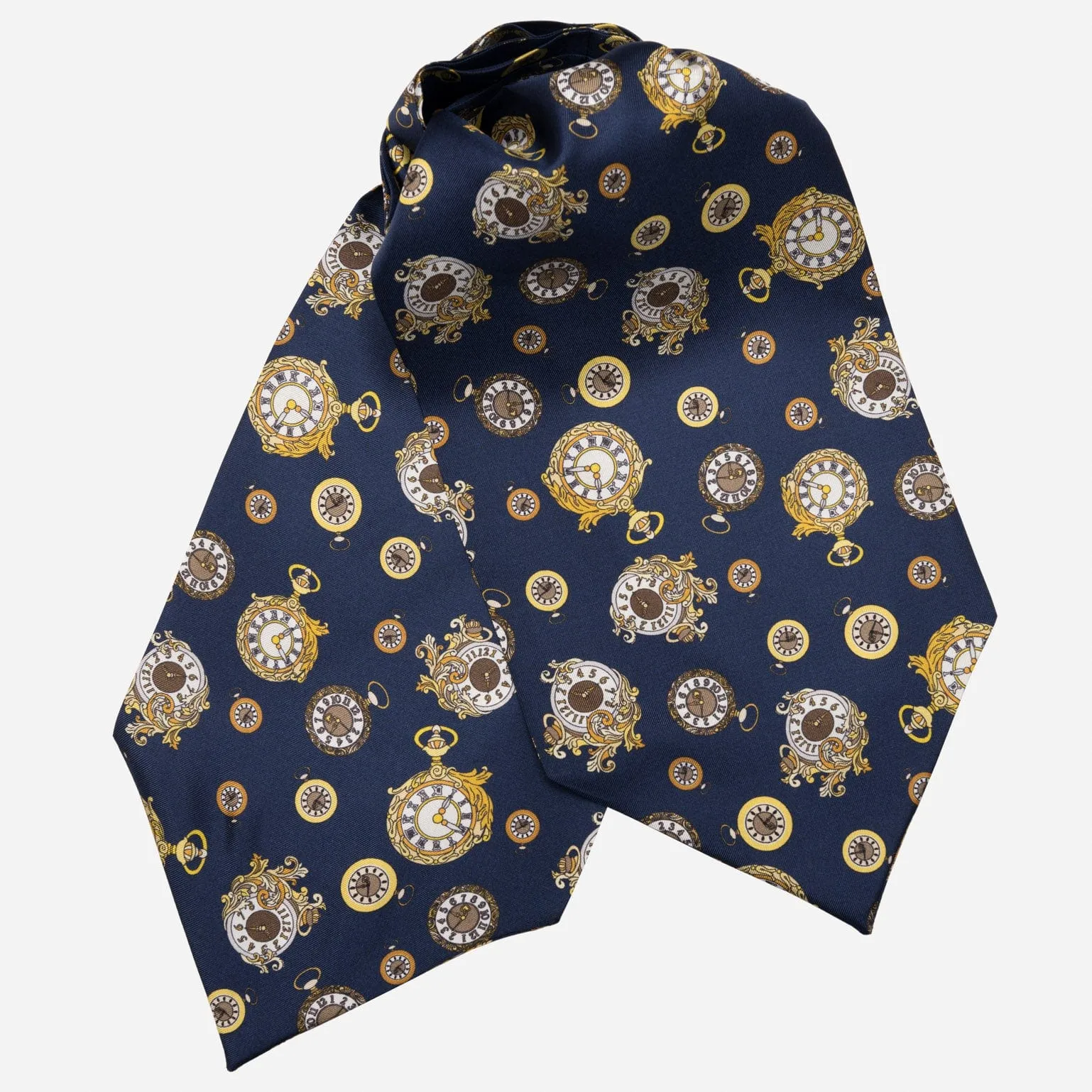 Gilded Keeper - Silk Ascot Cravat Tie - Navy sold by Elizabetta
