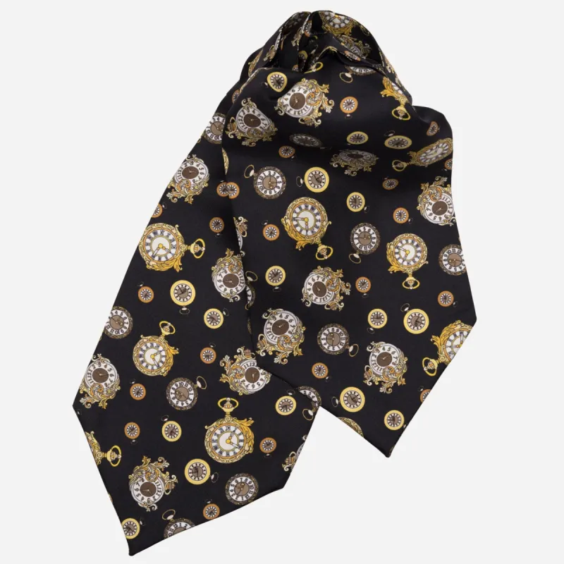 Gilded Keeper - Silk Ascot Cravat Tie - Black sold by Elizabetta