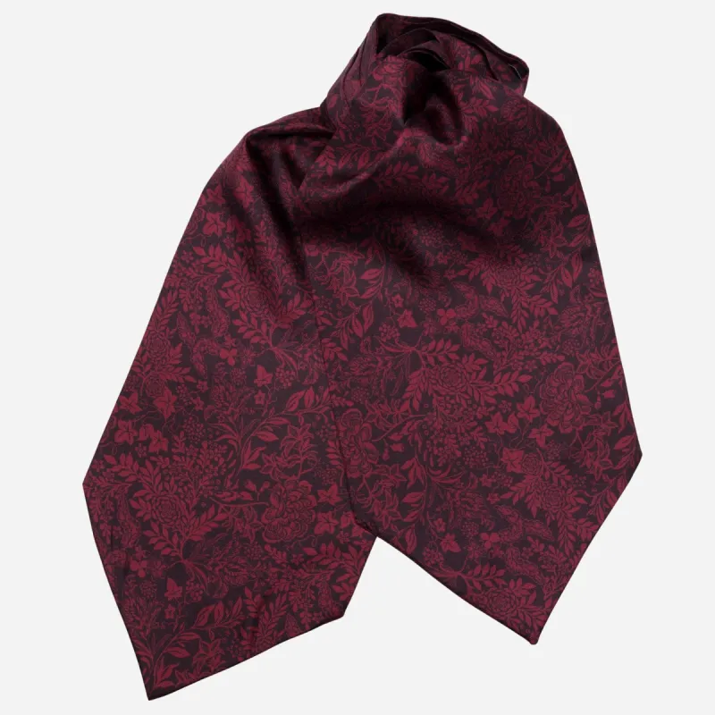 Portofino - Silk Ascot Cravat Tie - Burgundy sold by Elizabetta