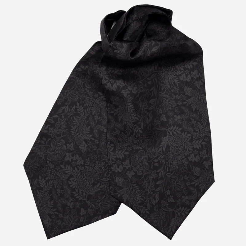 Portofino - Silk Ascot Cravat Tie - Black sold by Elizabetta