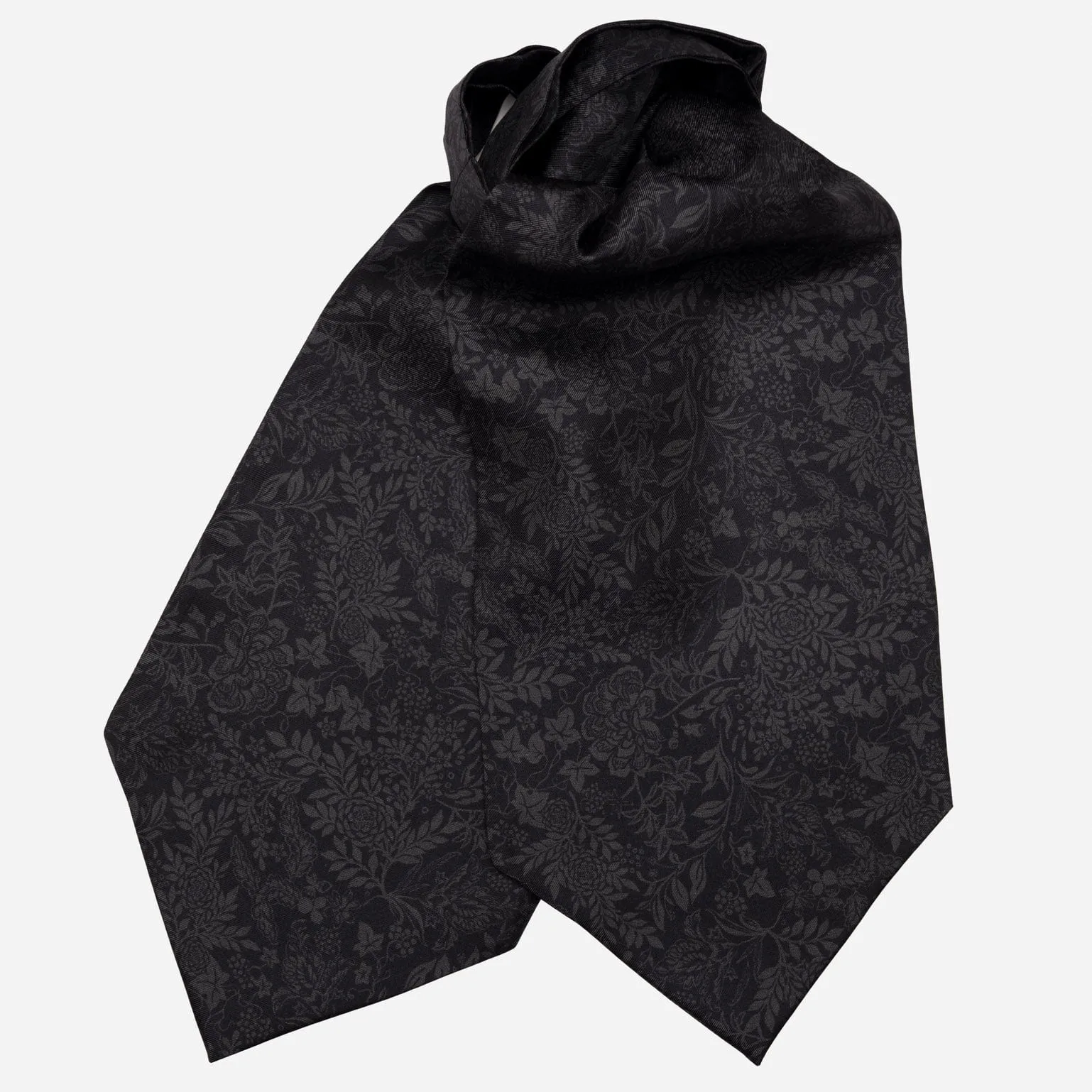 Portofino - Silk Ascot Cravat Tie - Black sold by Elizabetta