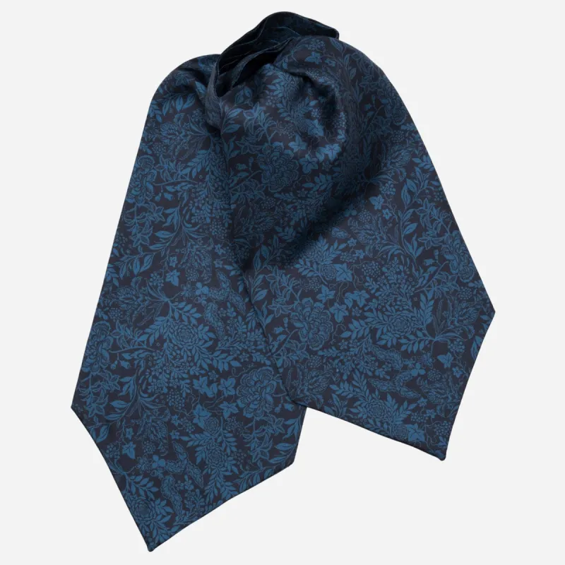 Portofino - Silk Ascot Cravat Tie - Midnight Blue sold by Elizabetta