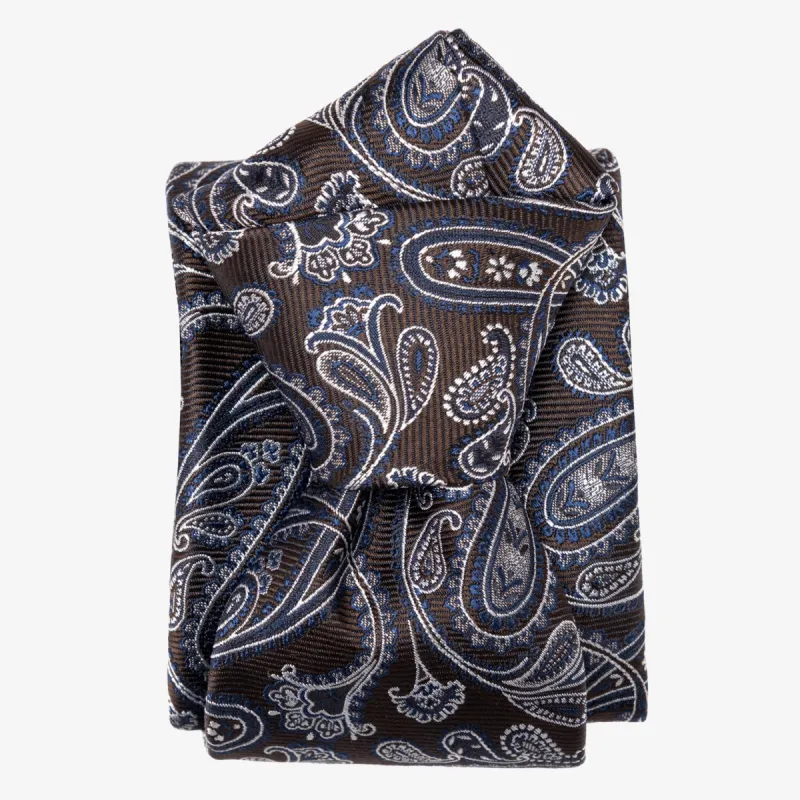 Palermo - Silk Jacquard Tie - Brown sold by Elizabetta
