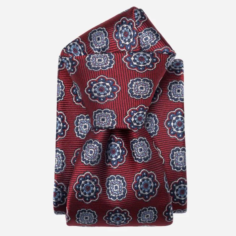 Tiberio - Silk Jacquard Tie - Red sold by Elizabetta