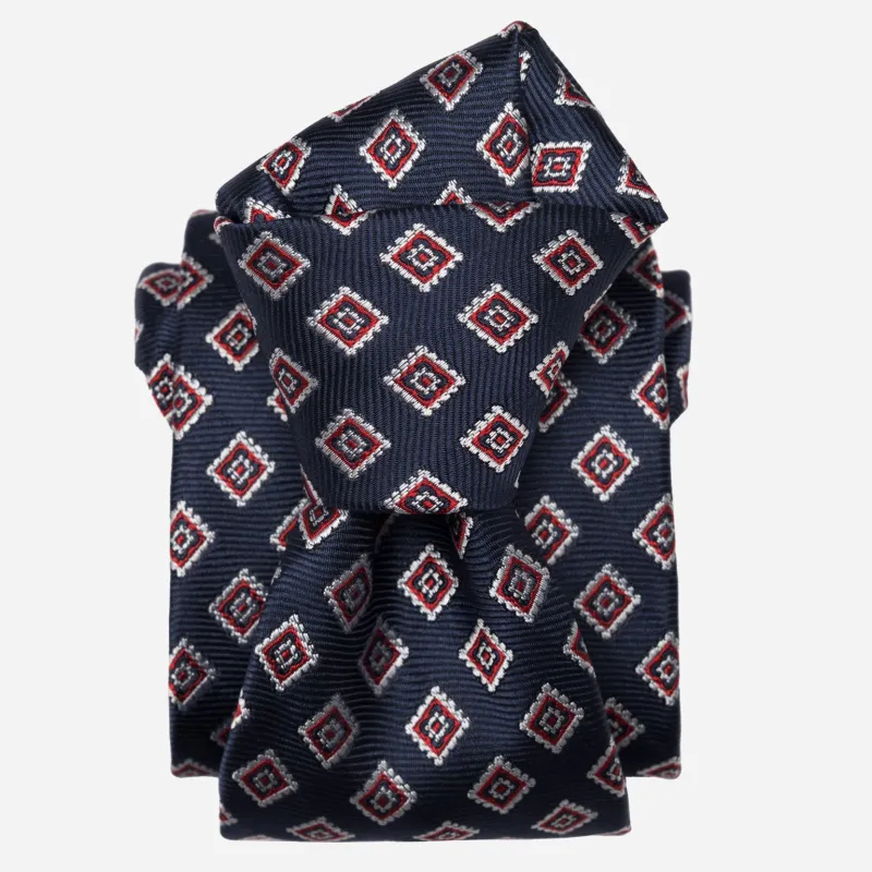 Lambrusco - Silk Jacquard Tie - Navy sold by Elizabetta