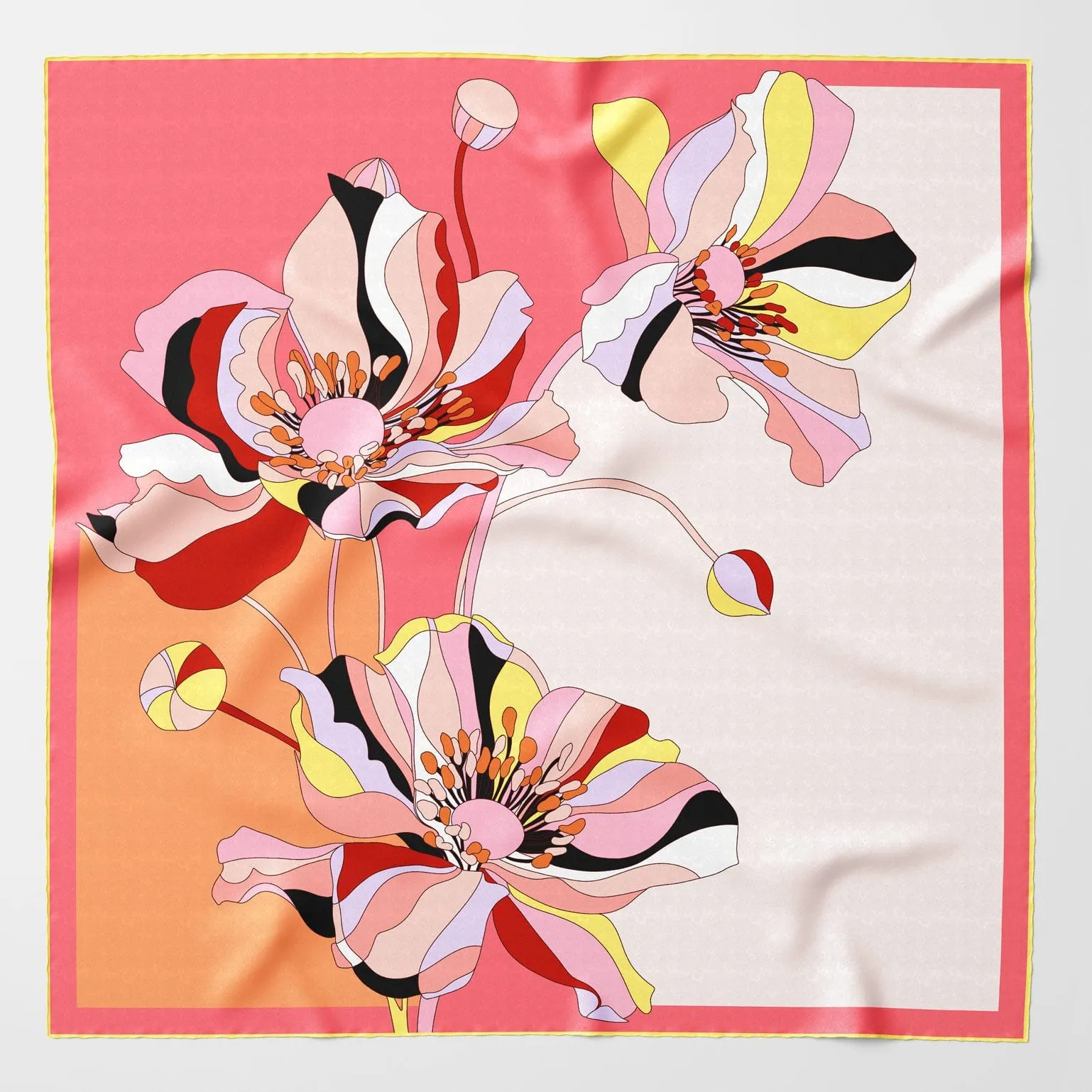 Julia - Silk Foulard - Peach and Tangerine sold by Elizabetta