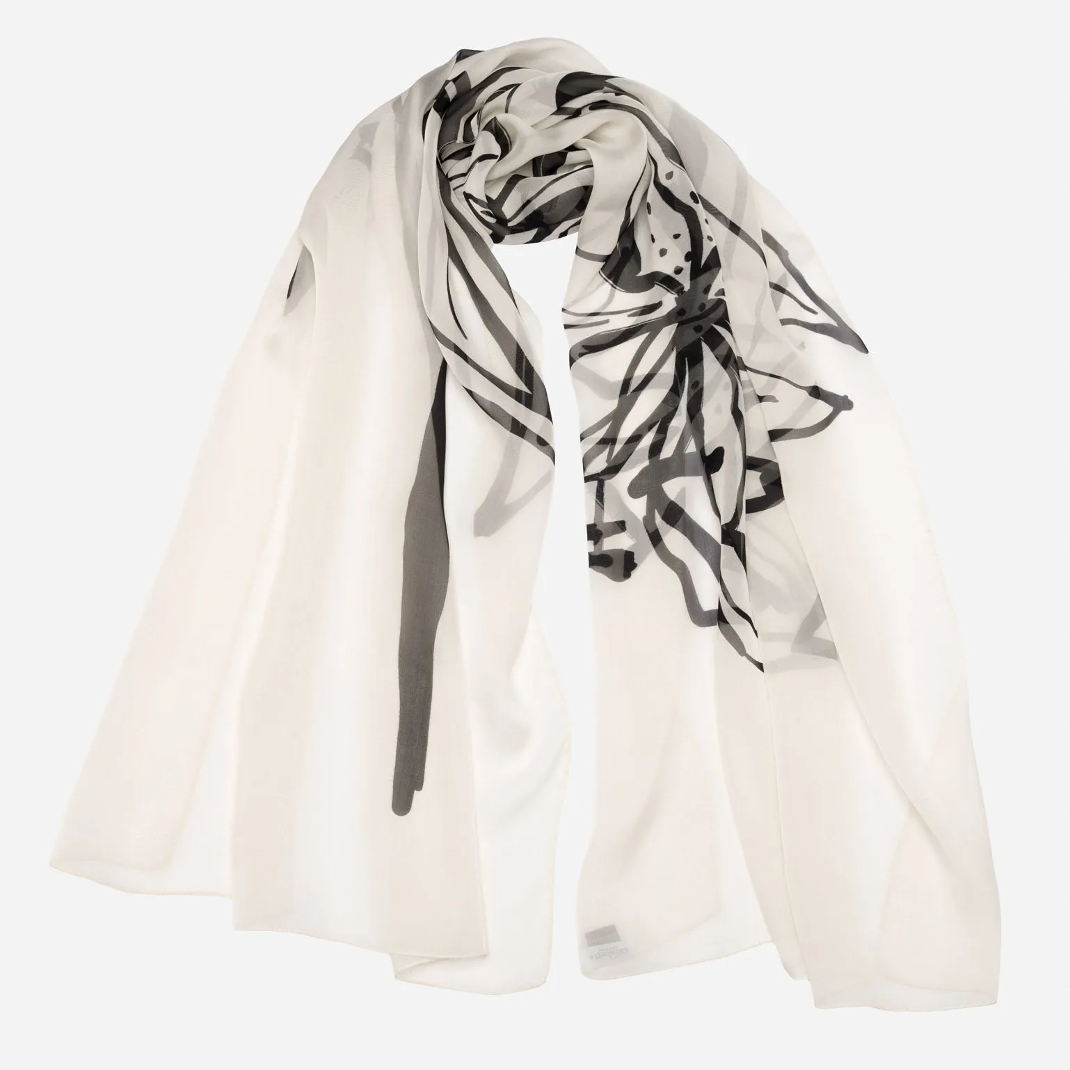 Nina - Silk Scarf Shawl - White sold by Elizabetta