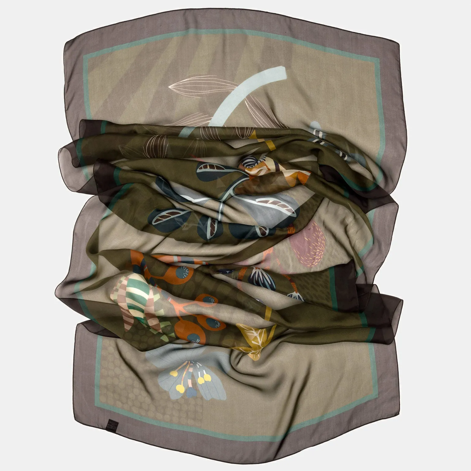 Matilda - Silk Scarf Shawl - Olive sold by Elizabetta product image thumbnail 2