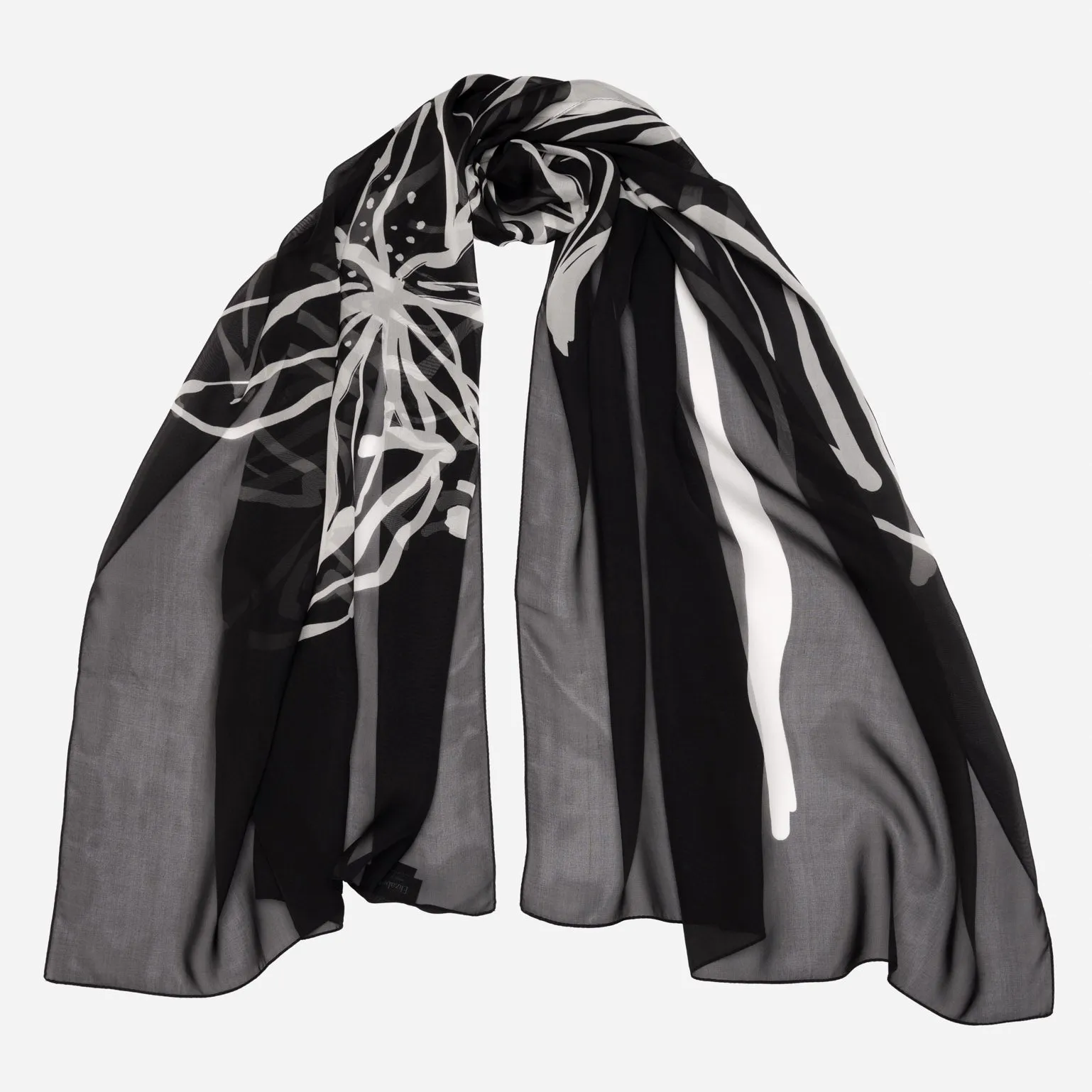 Nina - Silk Scarf Shawl - Black sold by Elizabetta