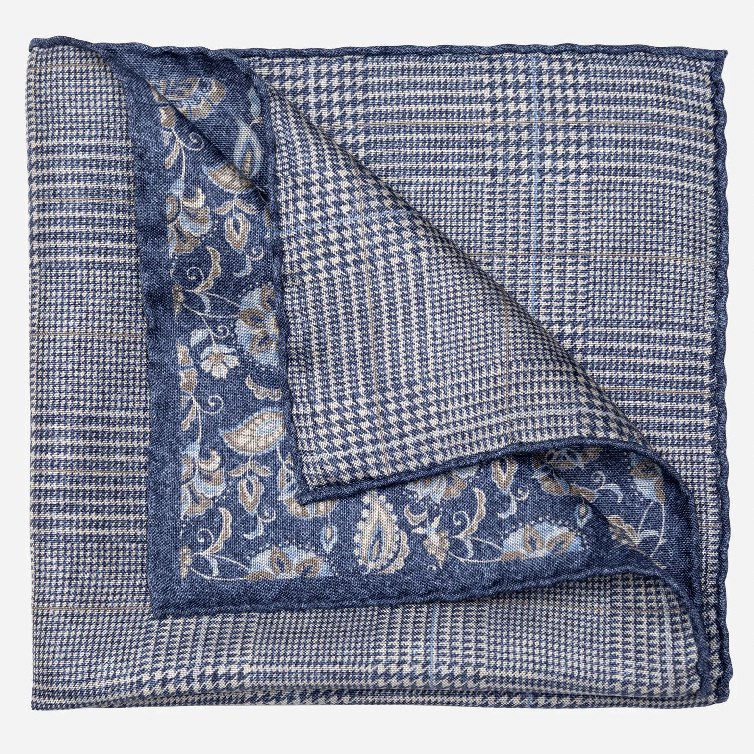 Enzo - Double Sided Silk Pocket Square - Blue sold by Elizabetta product image thumbnail 2