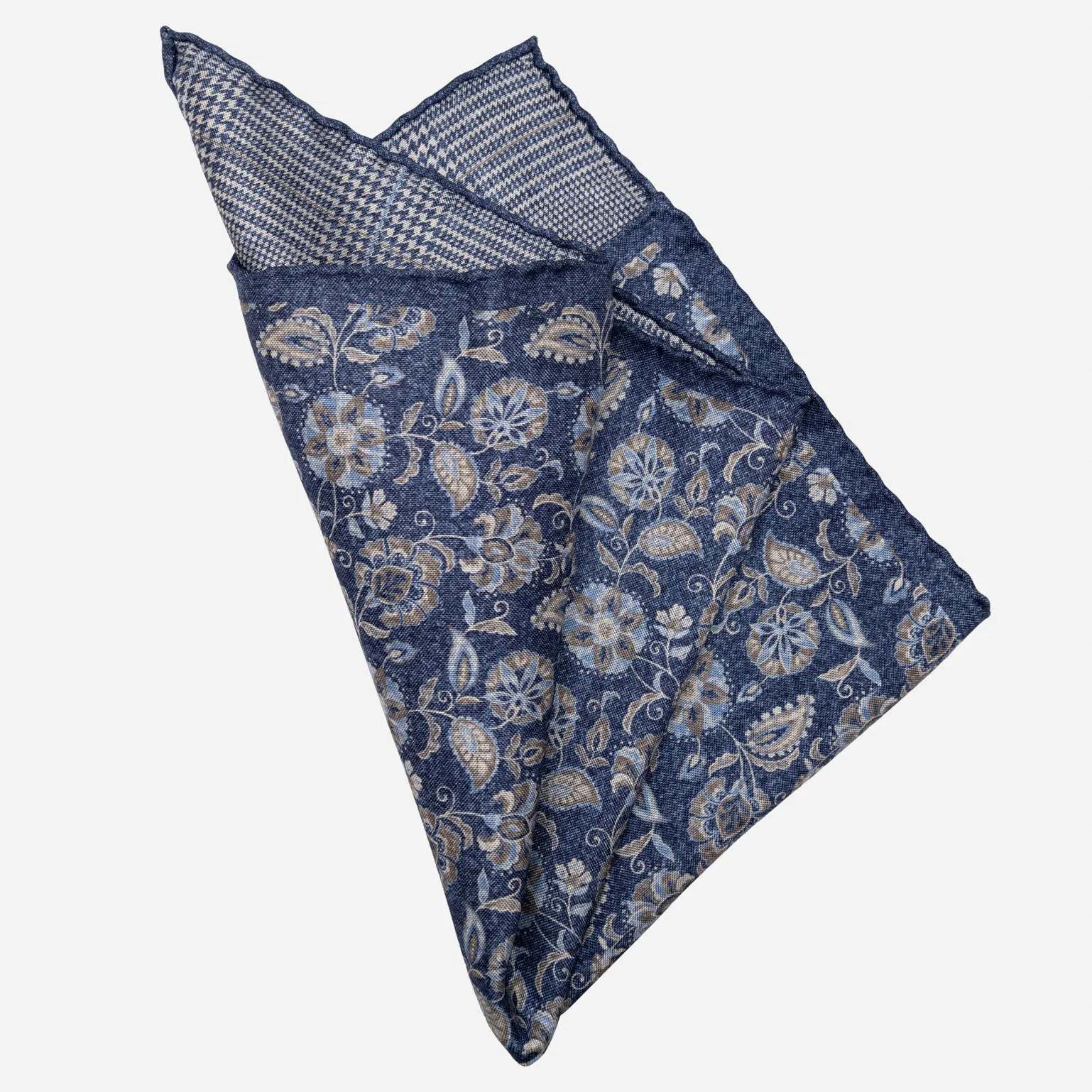 Enzo - Double Sided Silk Pocket Square - Blue sold by Elizabetta product image thumbnail 4