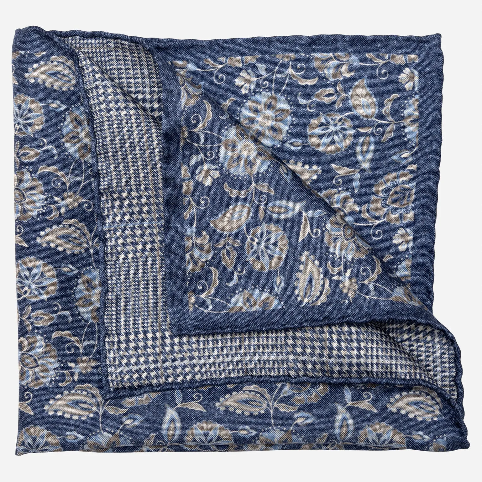 Enzo - Double Sided Silk Pocket Square - Blue sold by Elizabetta