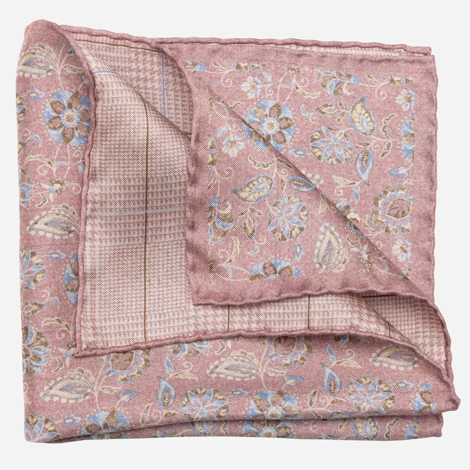 Enzo - Double Sided Silk Pocket Square - Pink sold by Elizabetta