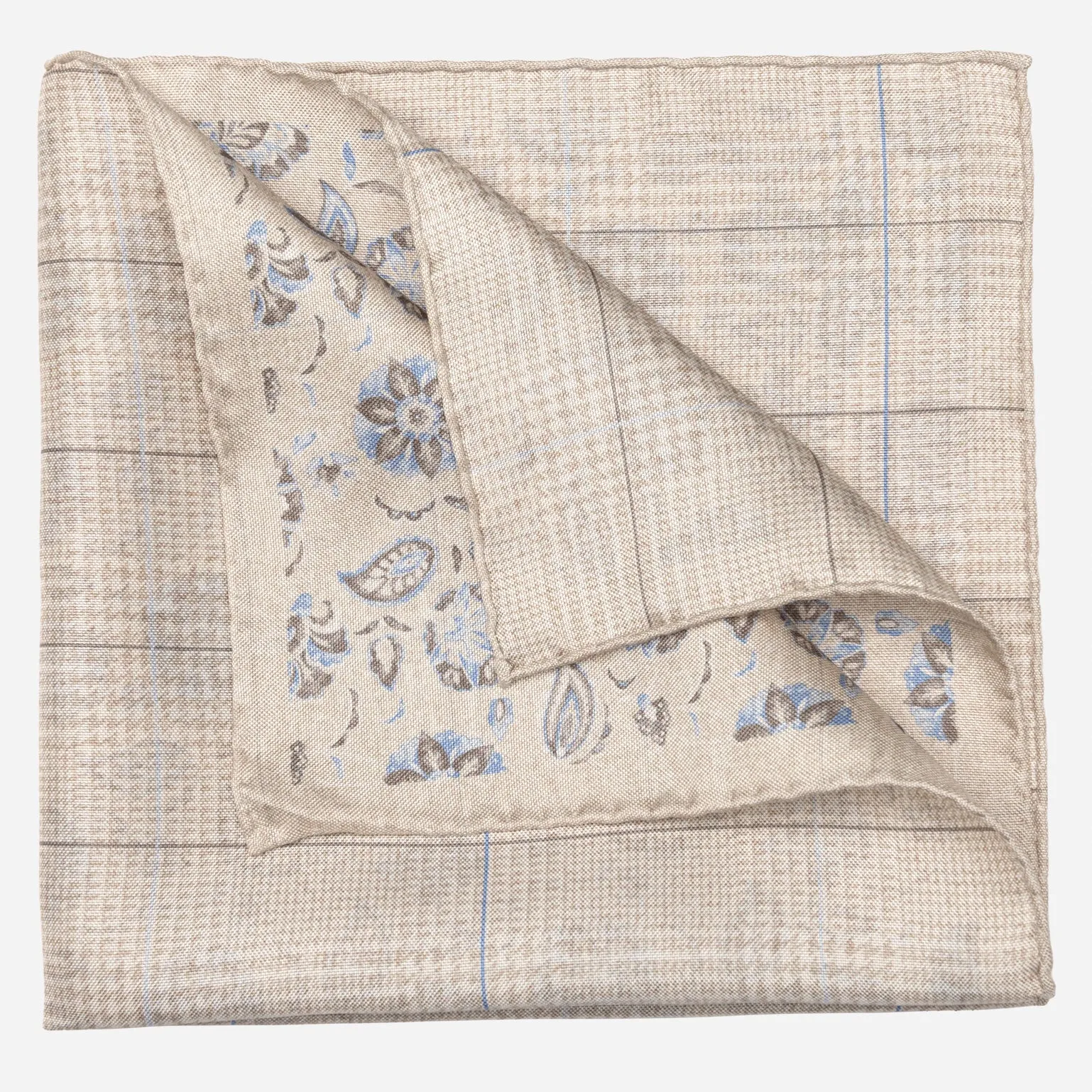 Enzo - Double Sided Silk Pocket Square - Beige sold by Elizabetta product image thumbnail 2