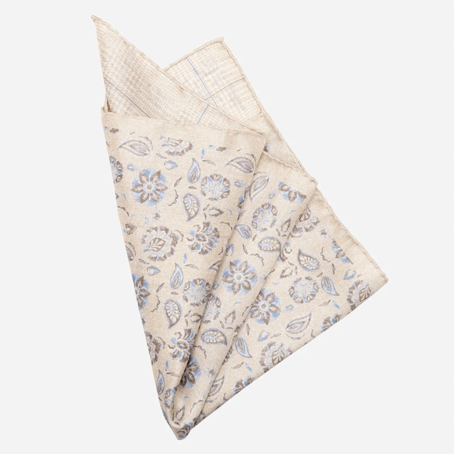 Enzo - Double Sided Silk Pocket Square - Beige sold by Elizabetta product image thumbnail 4