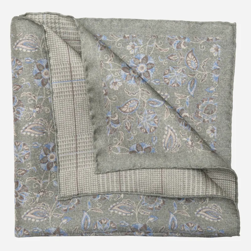 Enzo - Double Sided Silk Pocket Square - Sage Green sold by Elizabetta
