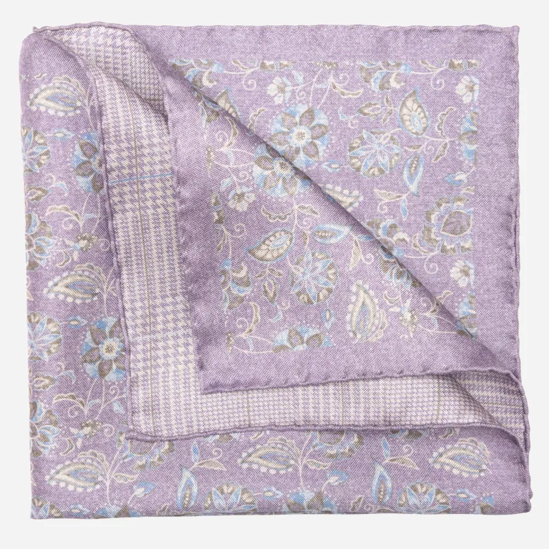 Enzo - Double Sided Silk Pocket Square - Lavender sold by Elizabetta