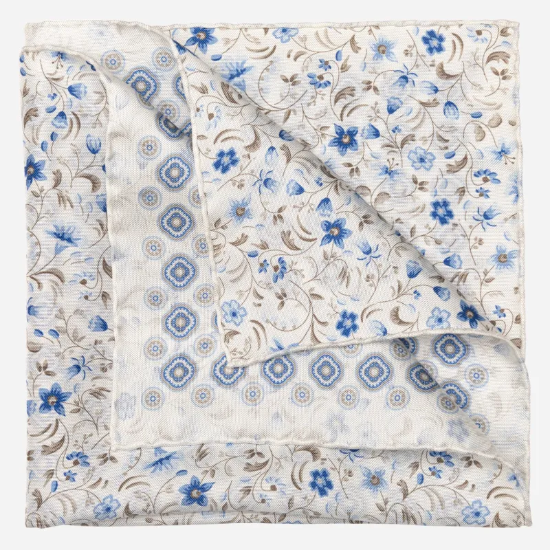Italo - Double Sided Silk Pocket Square - Blue sold by Elizabetta