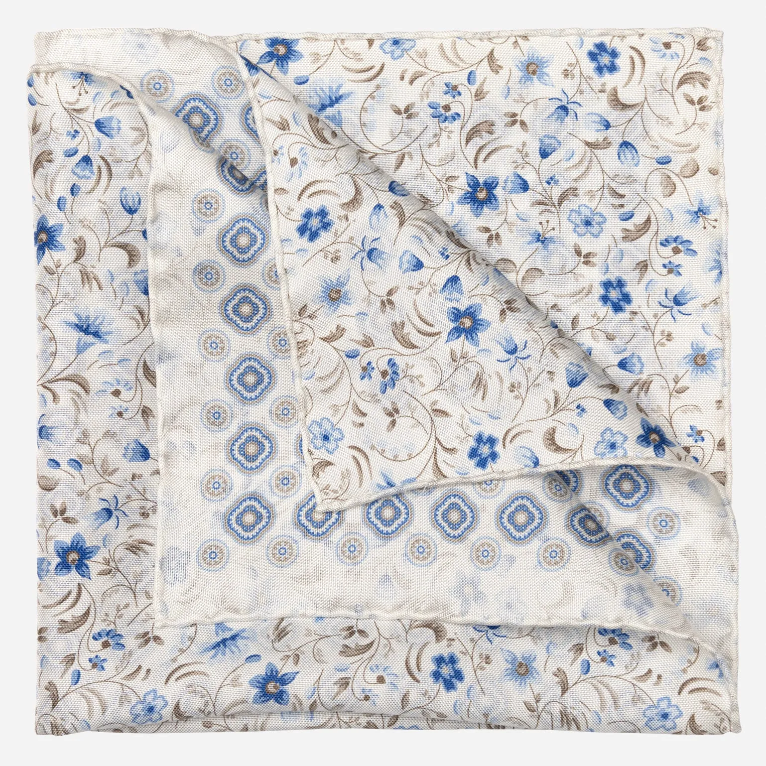 Italo - Double Sided Silk Pocket Square - Blue sold by Elizabetta