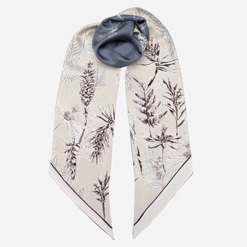 Irena - Skinny Silk Scarf- Dusty Blue sold by Elizabetta