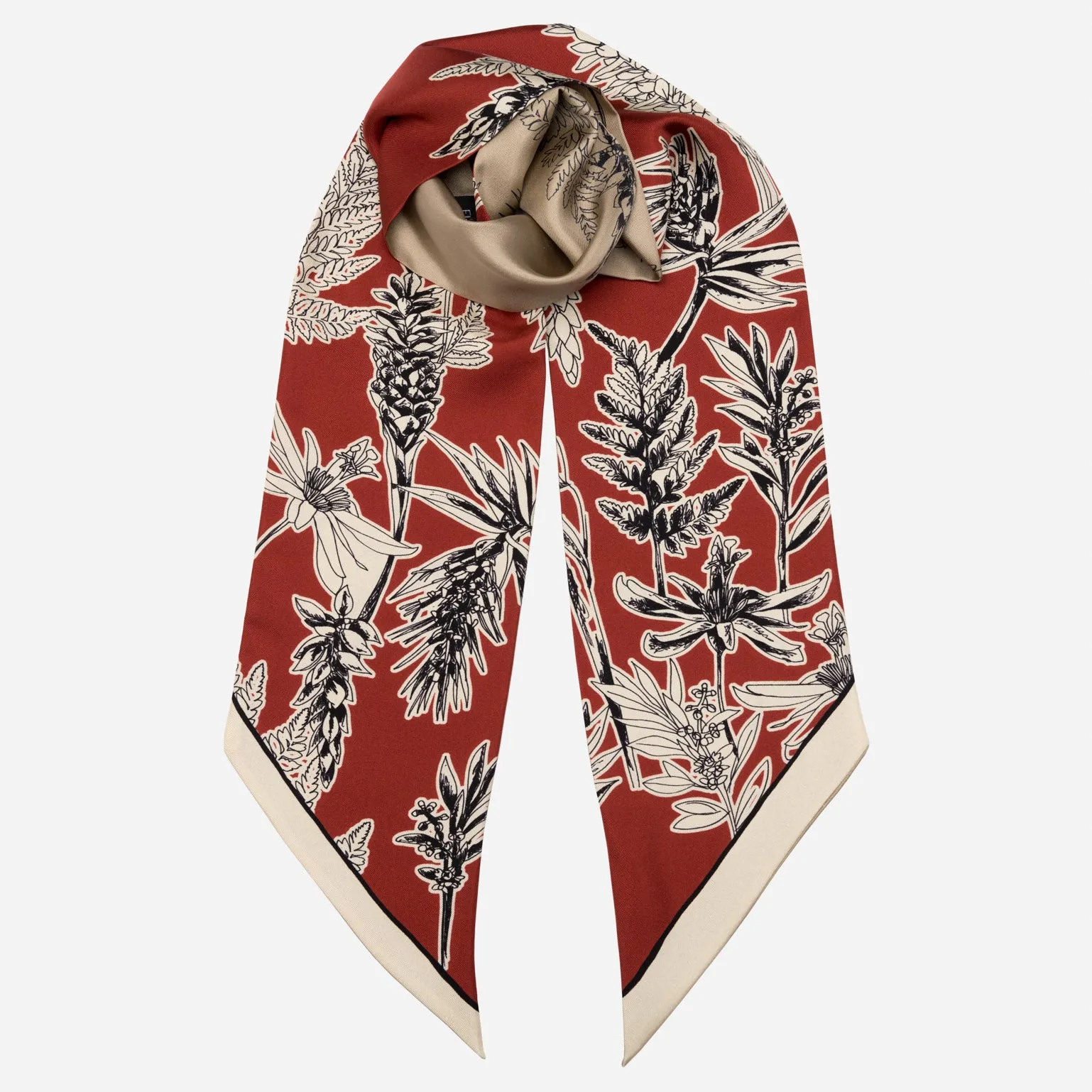 Irena - Skinny Silk Scarf - Brick Red sold by Elizabetta