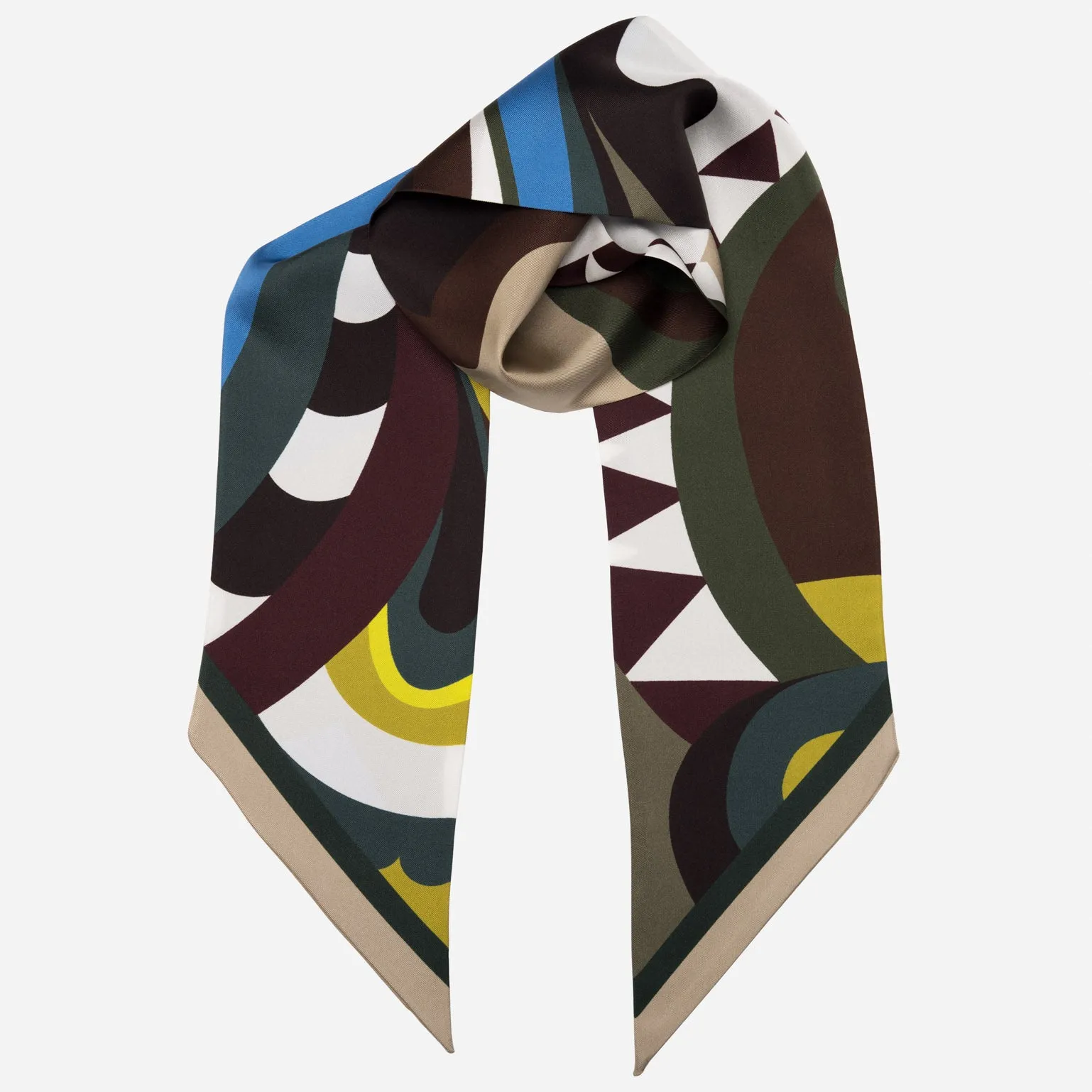 Nicola - Skinny Silk Scarf - Olive Green sold by Elizabetta