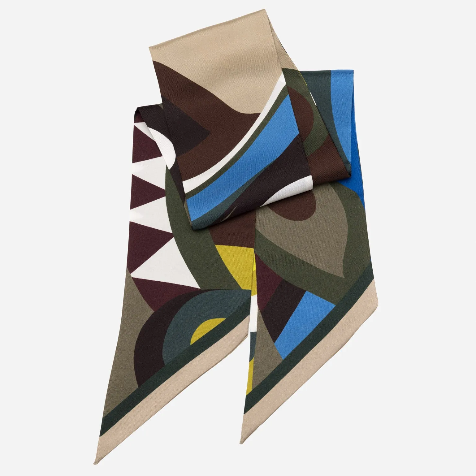 Nicola - Skinny Silk Scarf - Olive Green sold by Elizabetta product image thumbnail 2