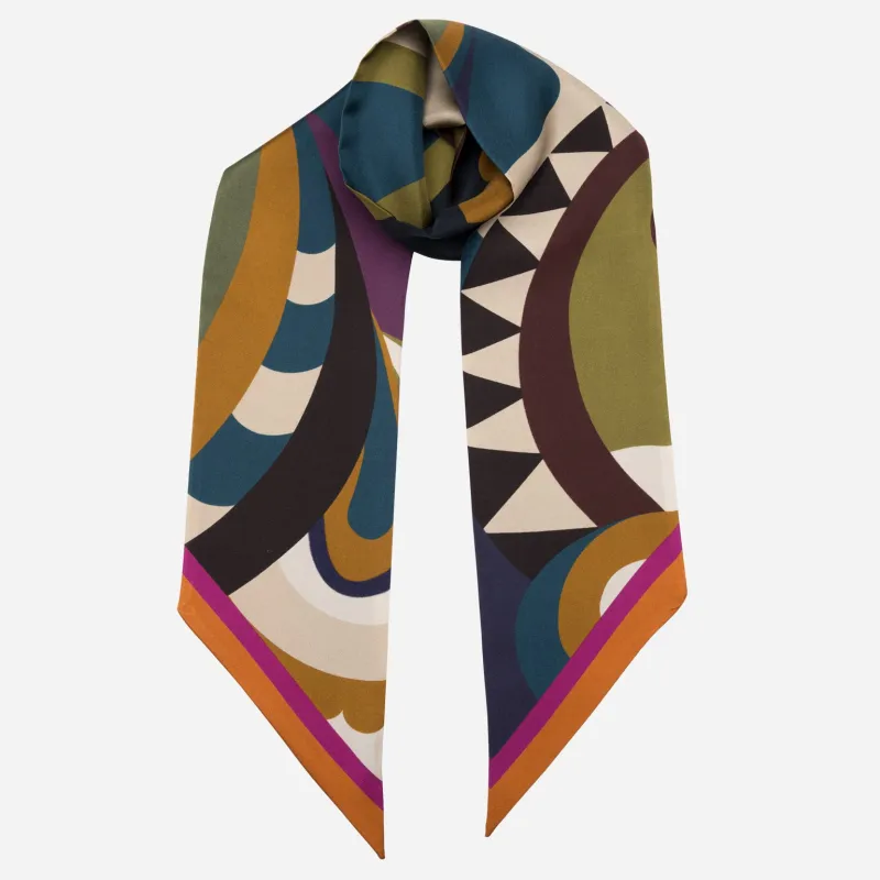 Nicola - Skinny Silk Scarf - Navy sold by Elizabetta