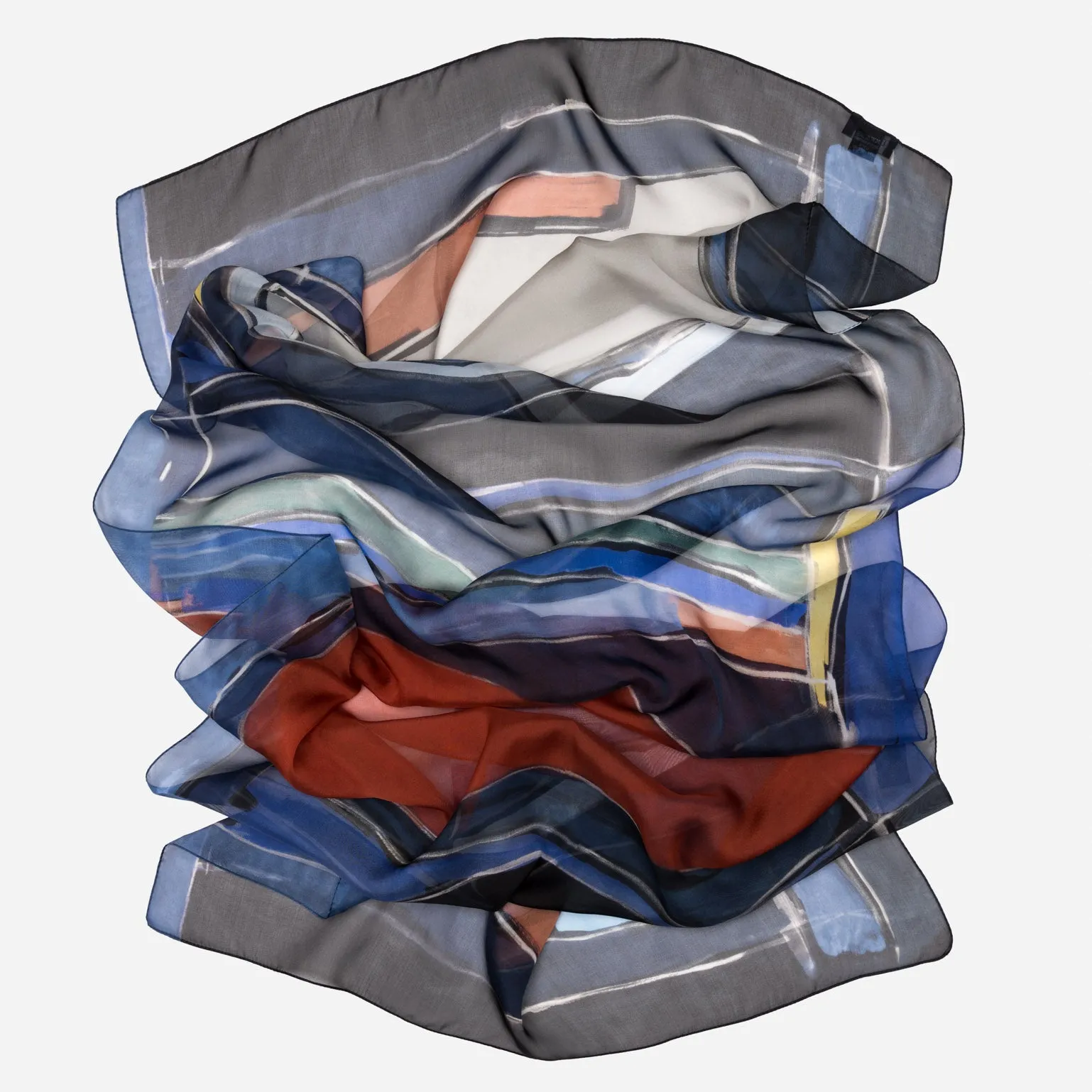 Simona - Silk Scarf Shawl - Brick Red & Blue sold by Elizabetta product image thumbnail 4