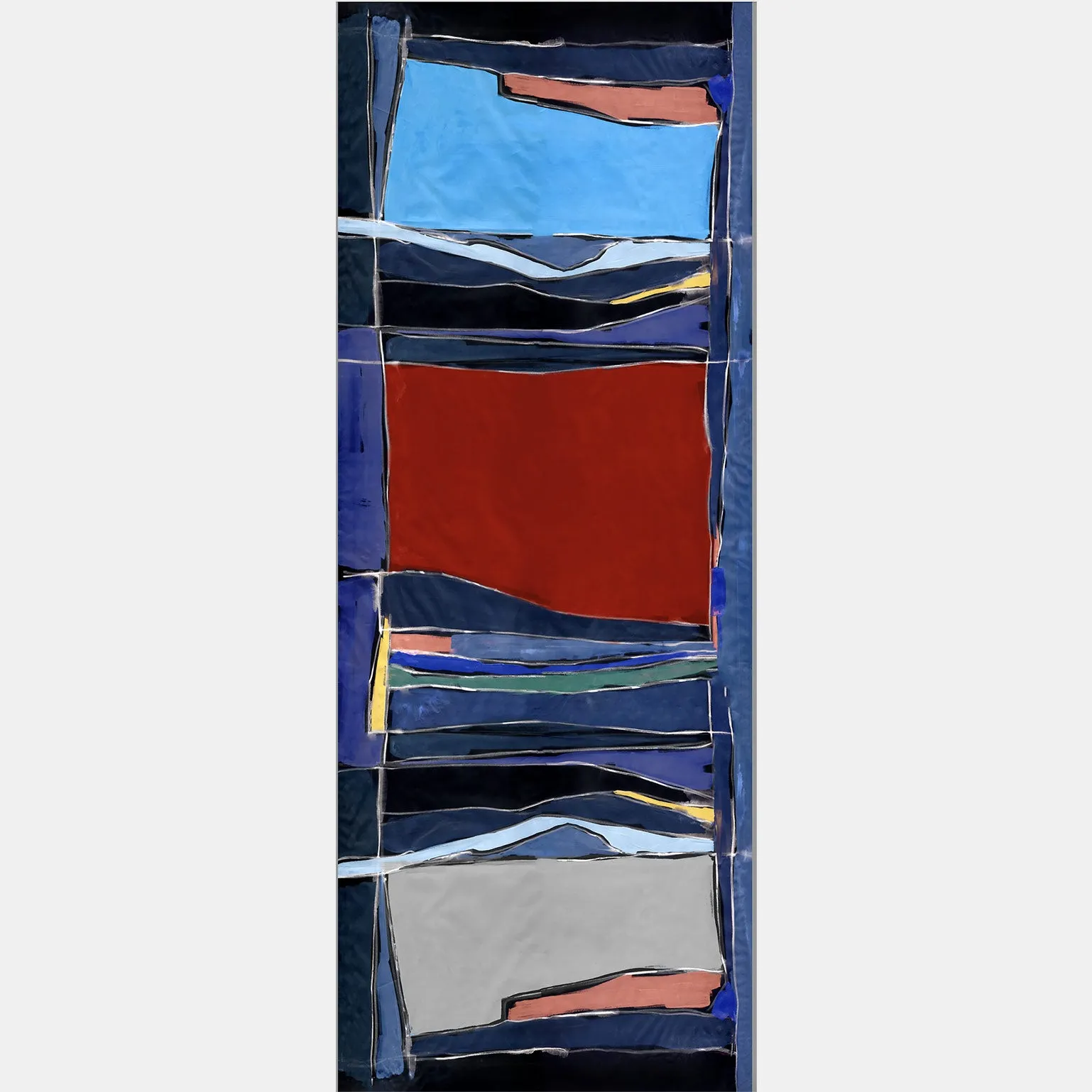 Simona - Silk Scarf Shawl - Brick Red & Blue sold by Elizabetta product image thumbnail 2