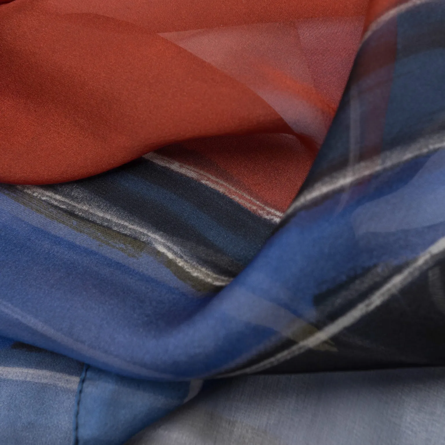 Simona - Silk Scarf Shawl - Brick Red & Blue sold by Elizabetta product image thumbnail 3