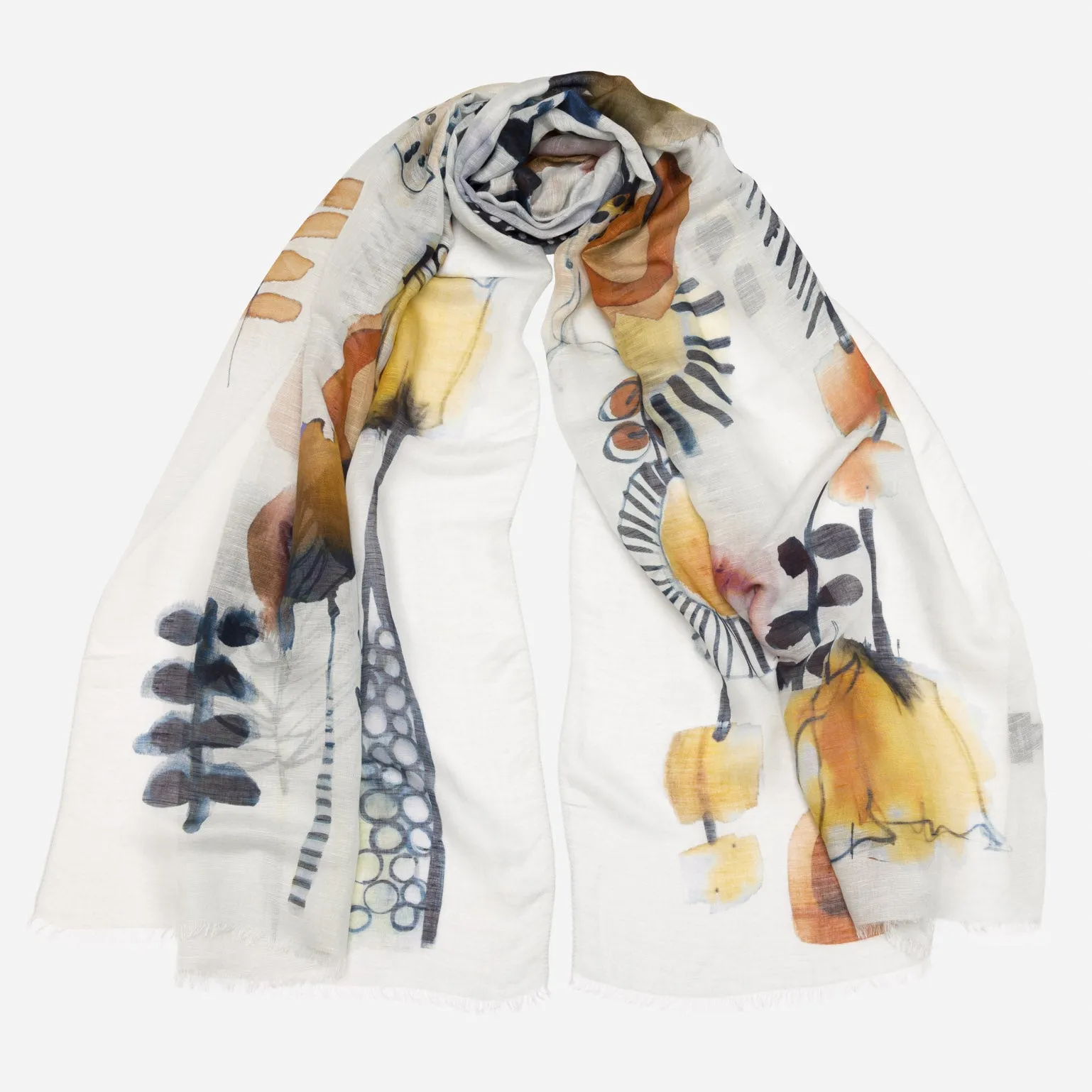 Lido - Linen Blend Scarf Shawl - Ochre sold by Elizabetta