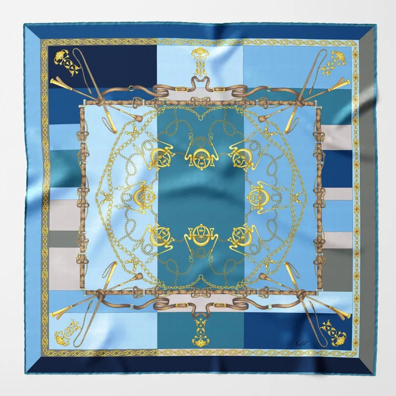 Gabriella - Hand Rolled Silk Foulard - Azure (Samples) sold by Elizabetta