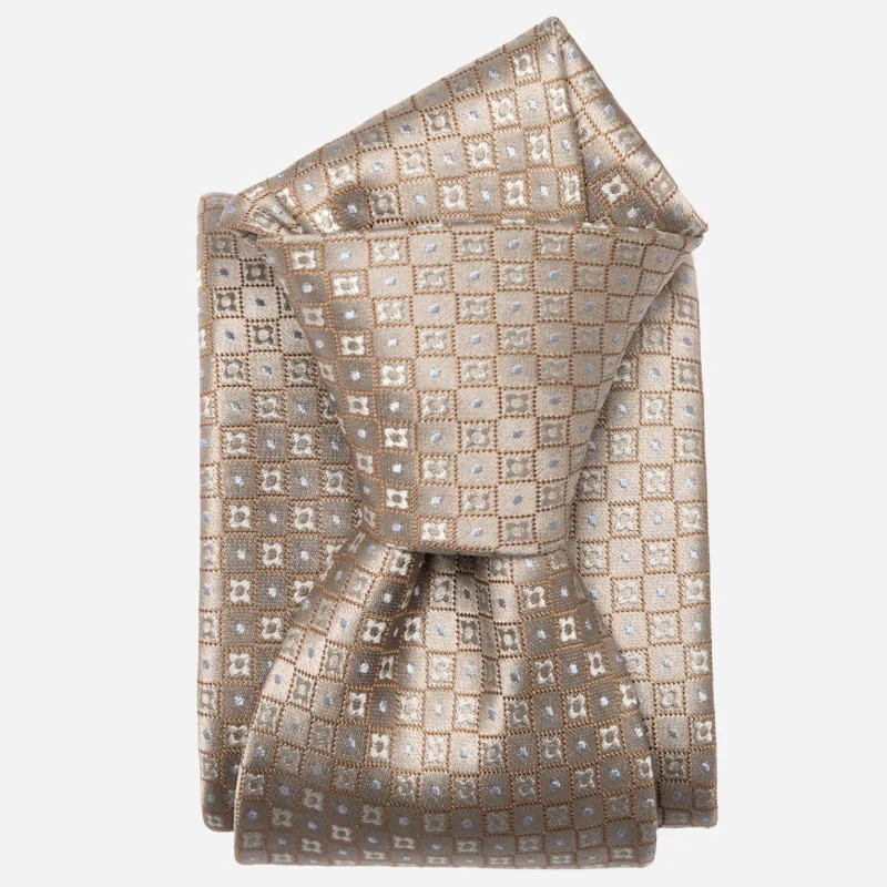 Ravenna - Silk Jacquard Tie - Sand sold by Elizabetta