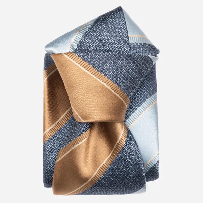 Ferrari - Silk Jacquard Tie - Blue and Copper sold by Elizabetta