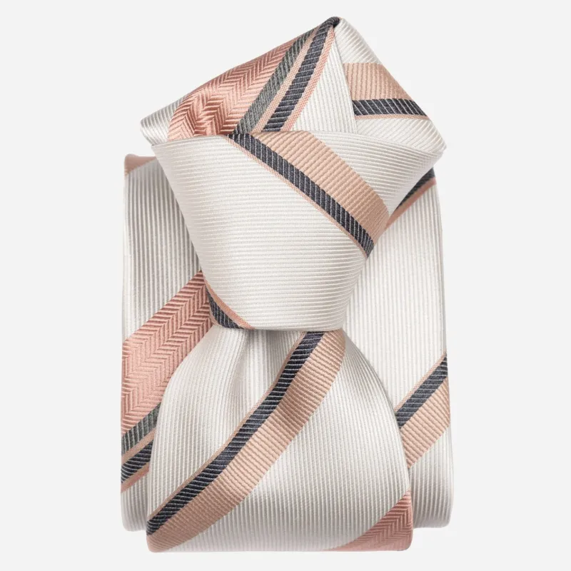 Taormina - Silk Jacquard Tie - Blush and Pale Grey sold by Elizabetta