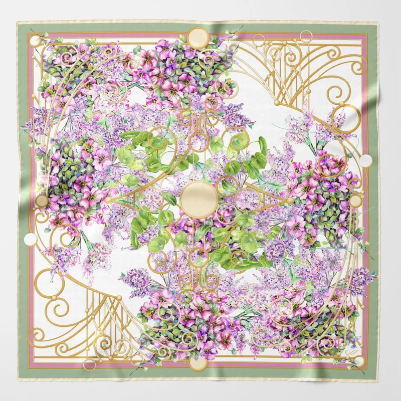 Lilac Garden - Silk Foulard - Pink sold by Elizabetta