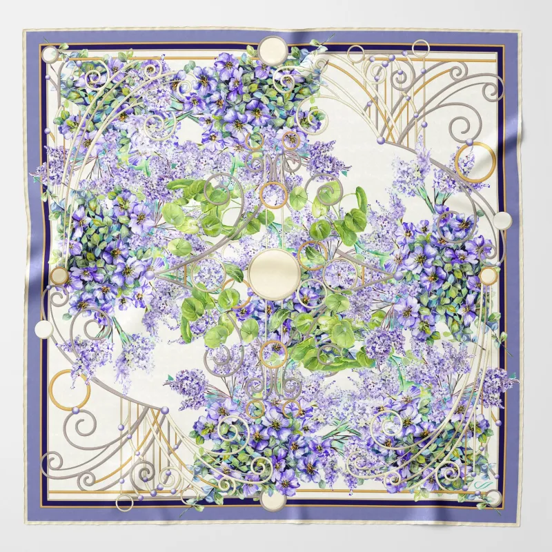 Lilac Garden - Silk Foulard - Purple sold by Elizabetta