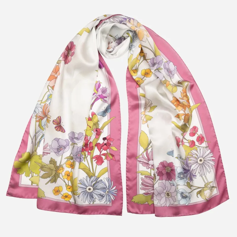 Bouquet - Long Silk Scarf - Cherry Blossom Pink sold by Elizabetta