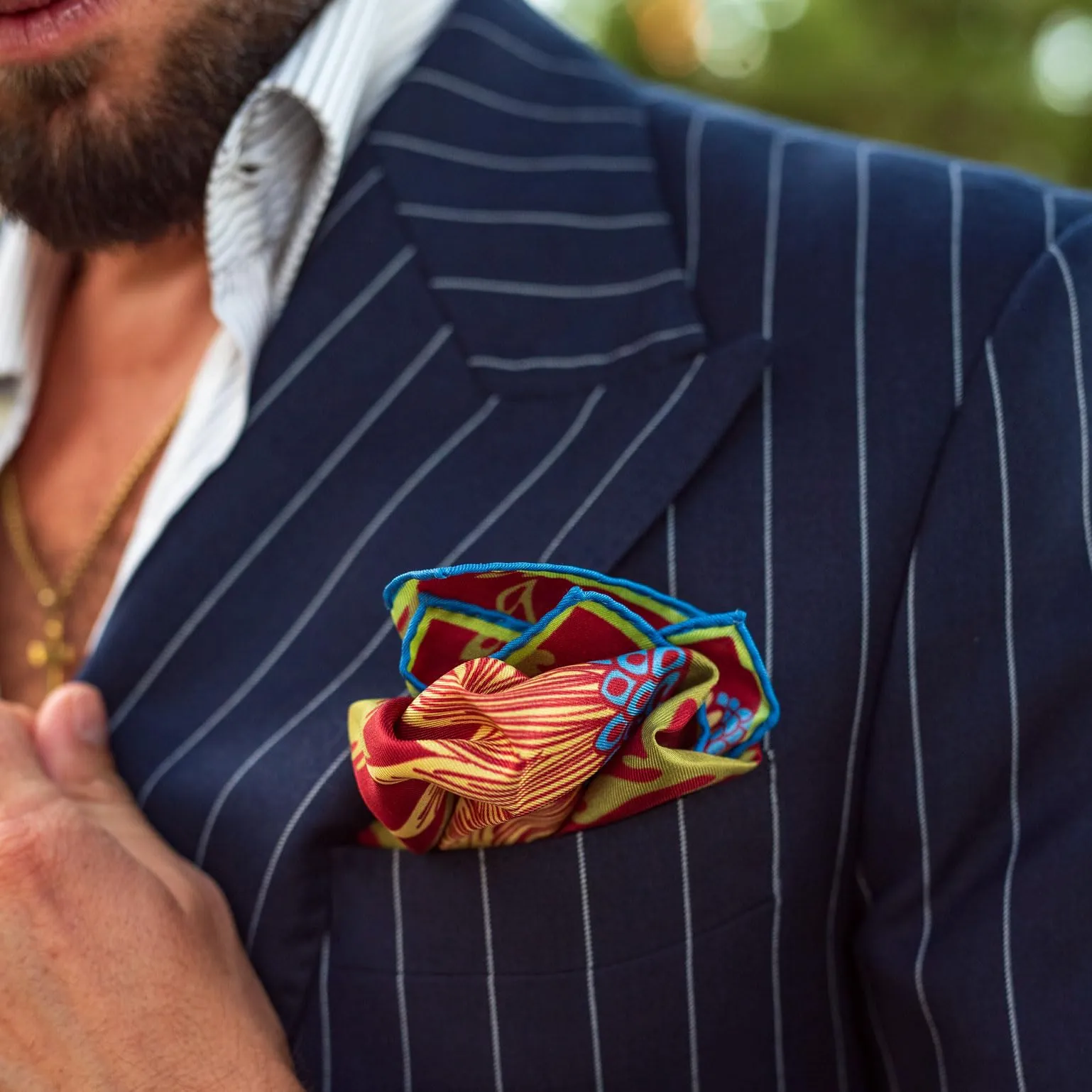 Pavone - Silk Pocket Square - Chianti sold by Elizabetta product image thumbnail 2
