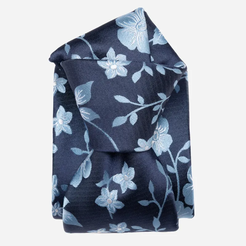 Silvio - Silk Jacquard Tie - Navy sold by Elizabetta