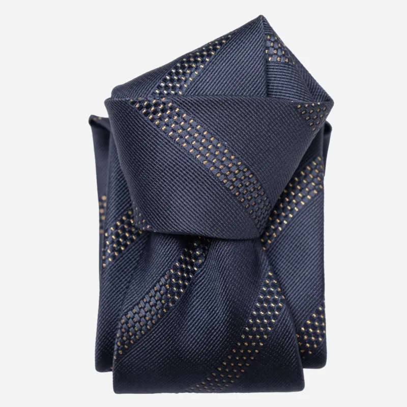 Milano - Silk Jacquard Tie - Navy and Gold made by Elizabetta