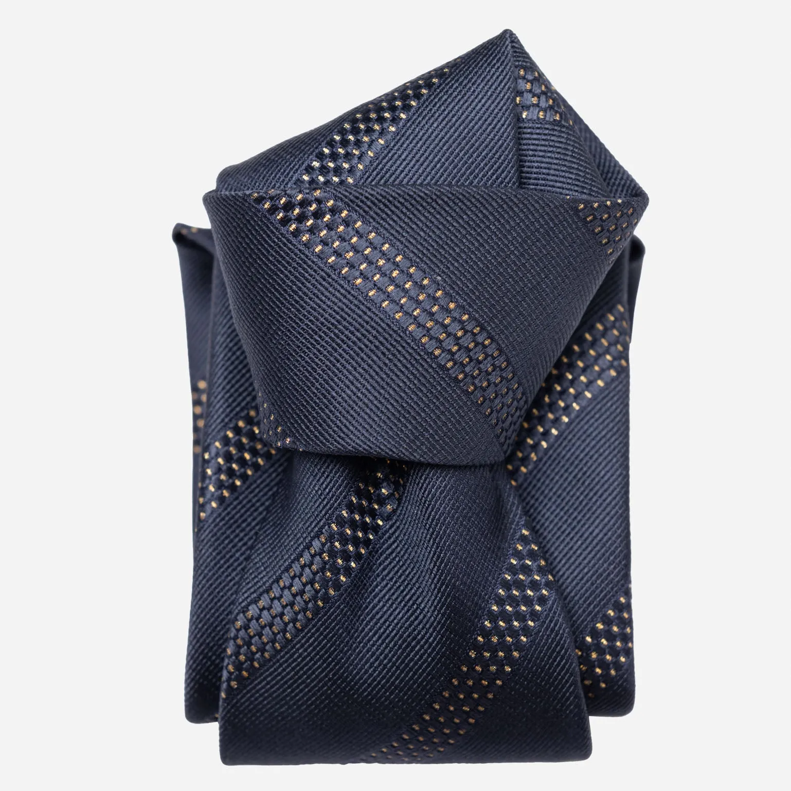Milano - Silk Jacquard Tie - Navy and Gold sold by Elizabetta