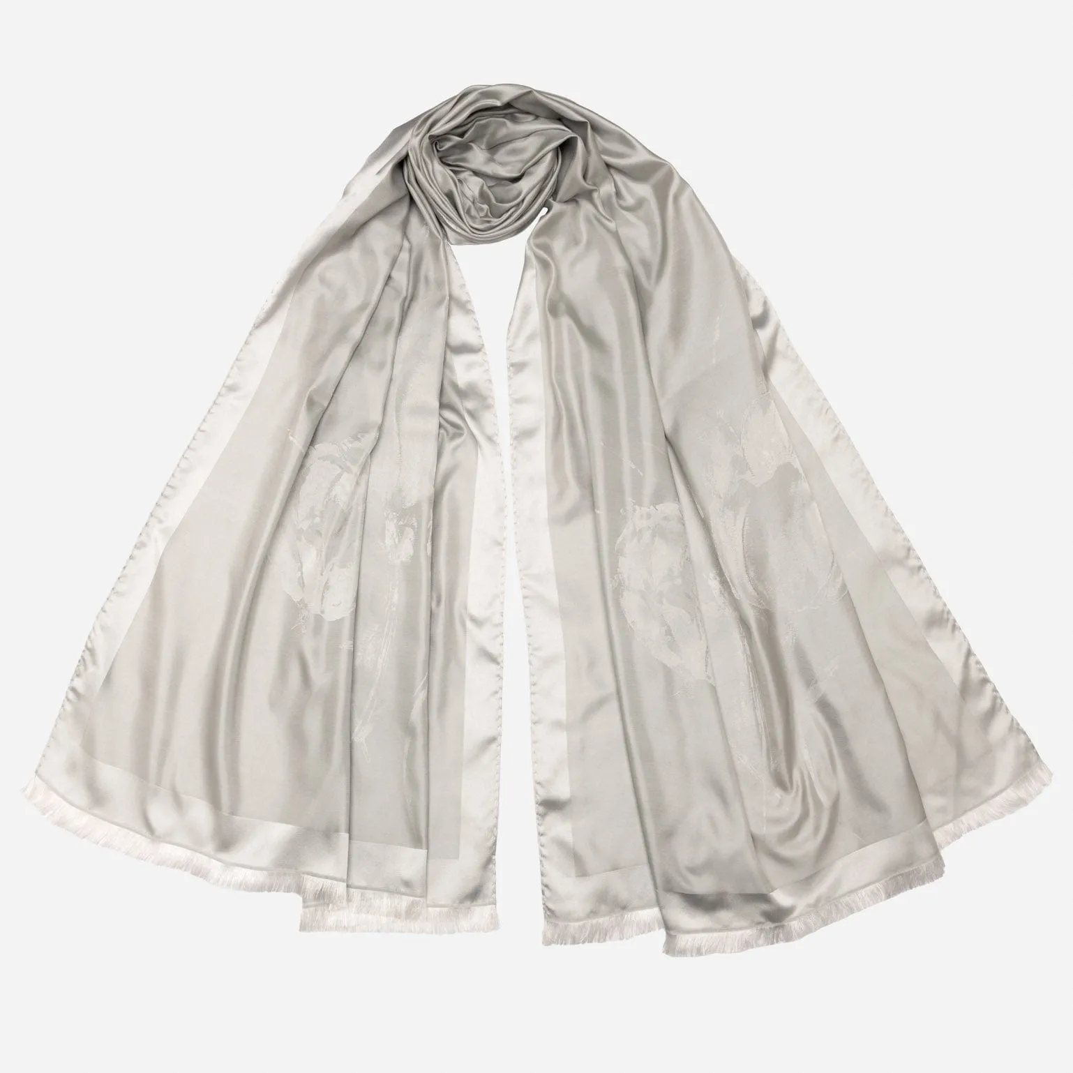 Fortuna - Silk Scarf Shawl - Silver Pearl sold by Elizabetta