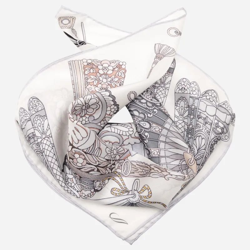 Venetian Fan - Silk Bandana - Silver sold by Elizabetta