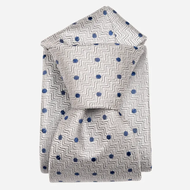 Tiburtina - Silk Jacquard Tie - Silver Grey sold by Elizabetta