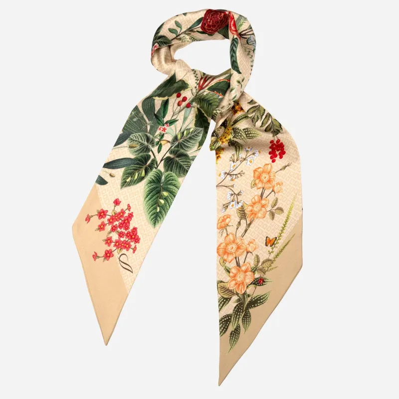 Ornella - Skinny Silk Scarf - Beige sold by Elizabetta