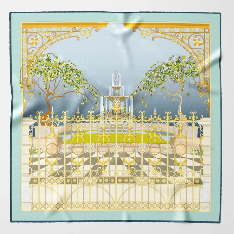 Garden of Dreams - Silk Foulard - Aqua sold by Elizabetta