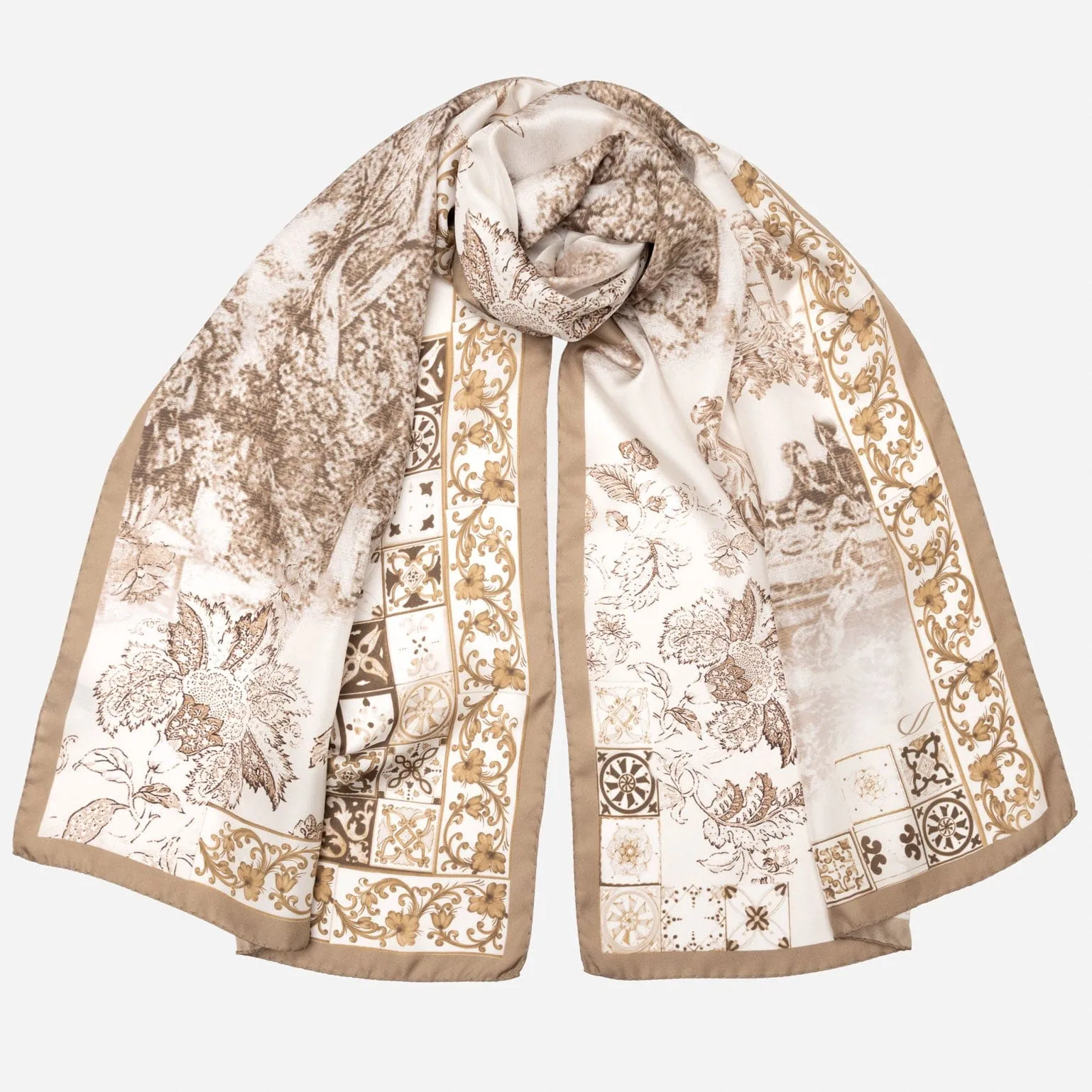 Toile - Long Silk Scarf - Tan sold by Elizabetta product image thumbnail 2